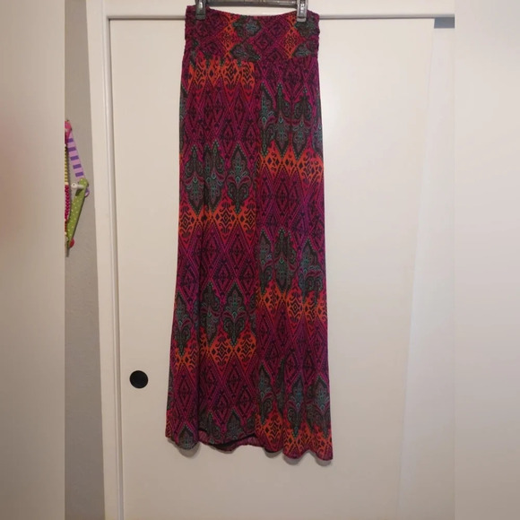 Y2K Xhiliration Strapless Maxi dress Pink Orange abstract Beach Bohemian Large - Picture 3 of 9